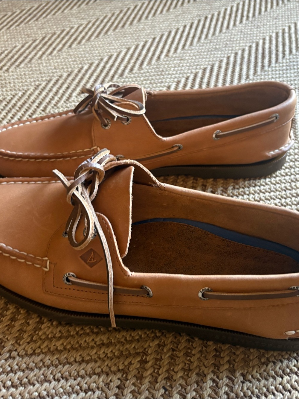 Sperry Cognac Leather Moc-Toe Boat Shoes